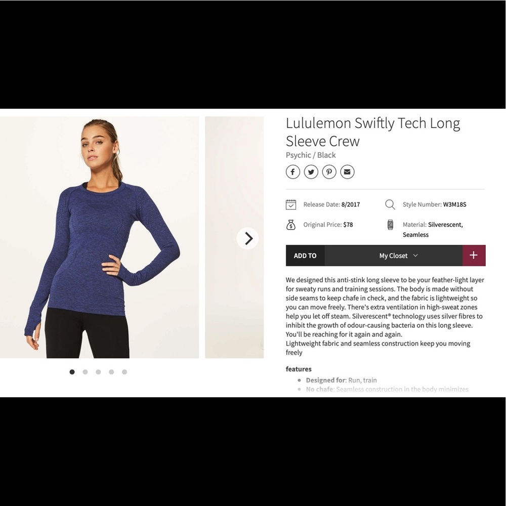 Lululemon Swiftly Tech Long Sleeve Crew - Size 6